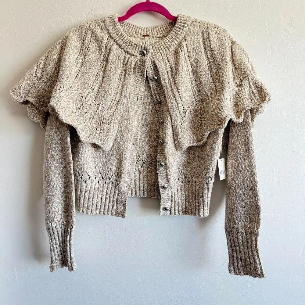 NWT Free People Bali Cape May Sweater in Natural Combo Size Small